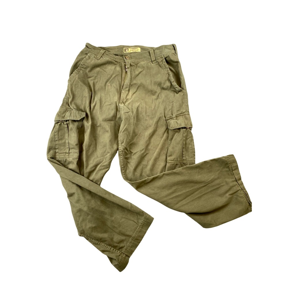 Vintage Steve and Barrys Cargo Pants Mens 36x28 Olive Green Y2K Baggy Utility